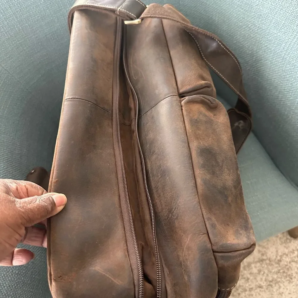 Masa Kawa Leather Briefcase for Men Laptop Travel Bag 17”